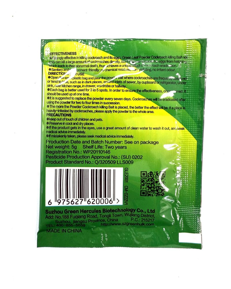 پودر سوسک کش گرین لیف/GREEN LEAF / بهترین برای سوسک های کابینتی/ 5گرمی/ نمونه اصل - Image 2